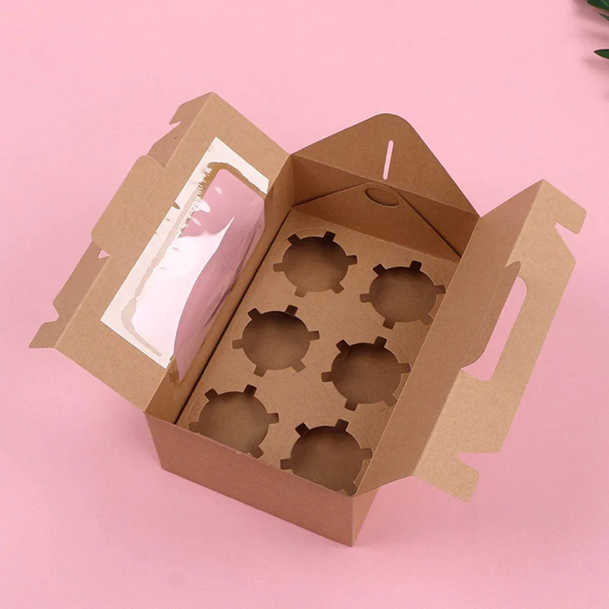 Premium 2 Cup Cupcake Boxes – White 25 Pack with Window & Handle