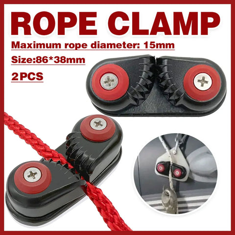 Premium Aluminium Alloy Rope Clamp Set - 2pcs, Black