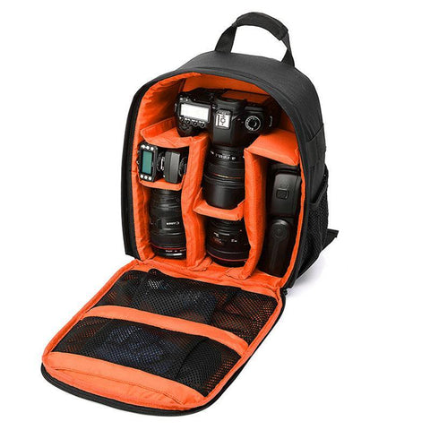 Premium Orange Waterproof DSLR Camera Backpack for Canon Nikon Sony