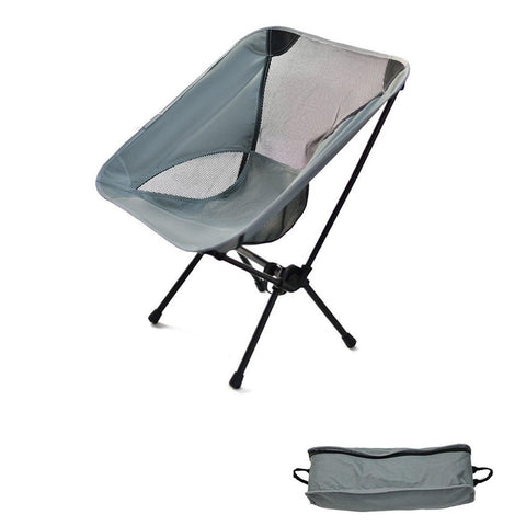 Premium Grey High Back Folding Camping Chair 150kg Capacity with Storage Bag