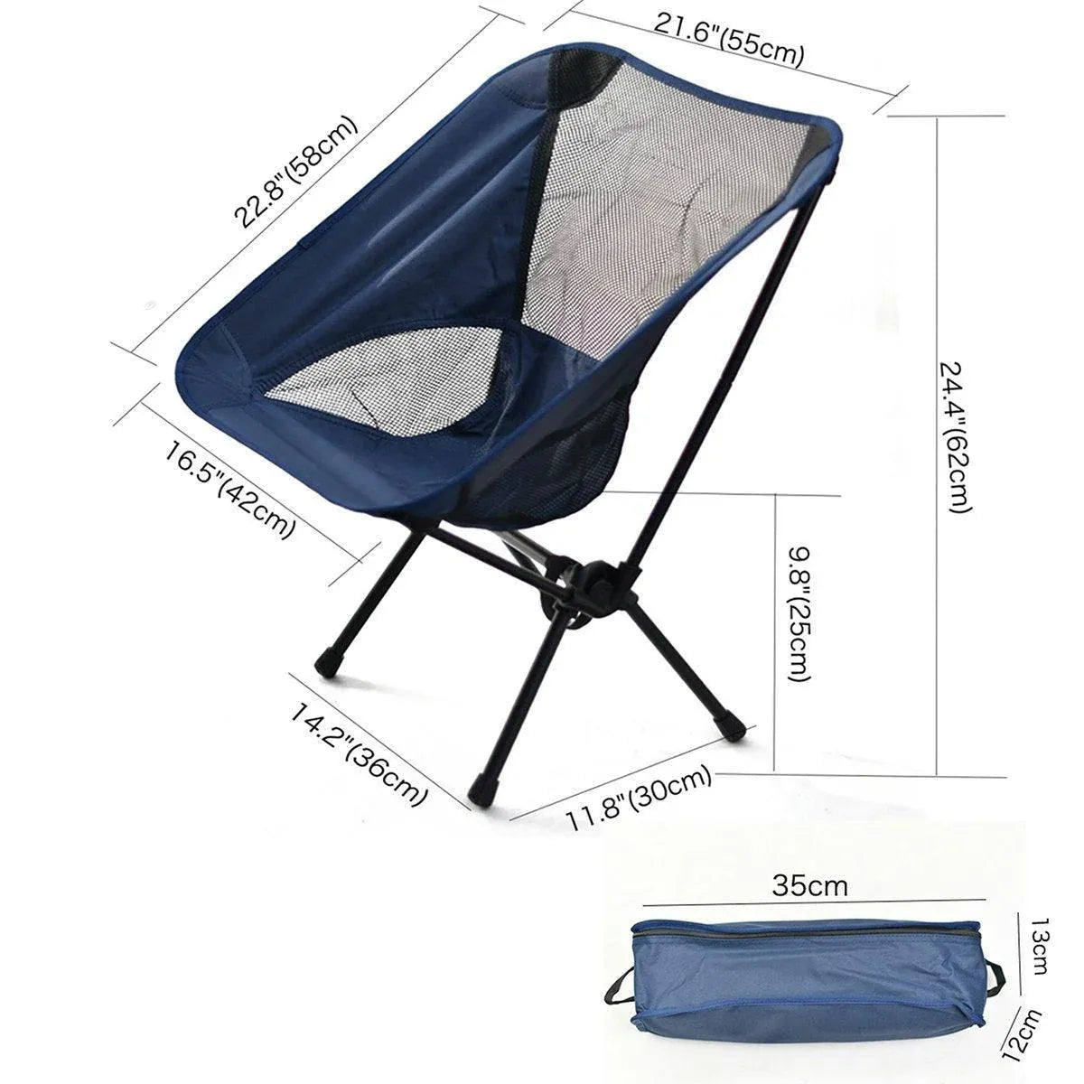 Premium Grey High Back Folding Camping Chair 150kg Capacity with Storage Bag