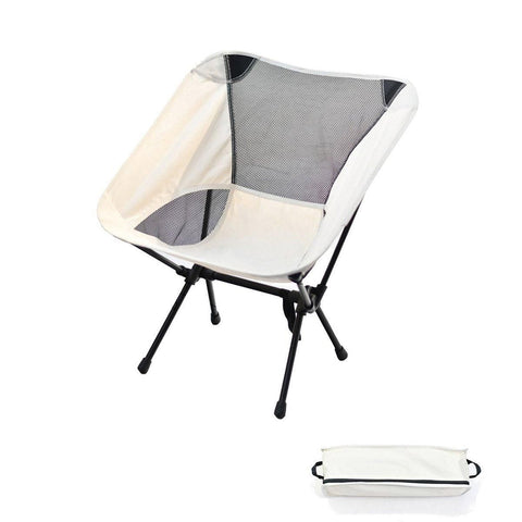 Premium White High Back Folding Camping Chair 150kg Capacity with Storage Bag