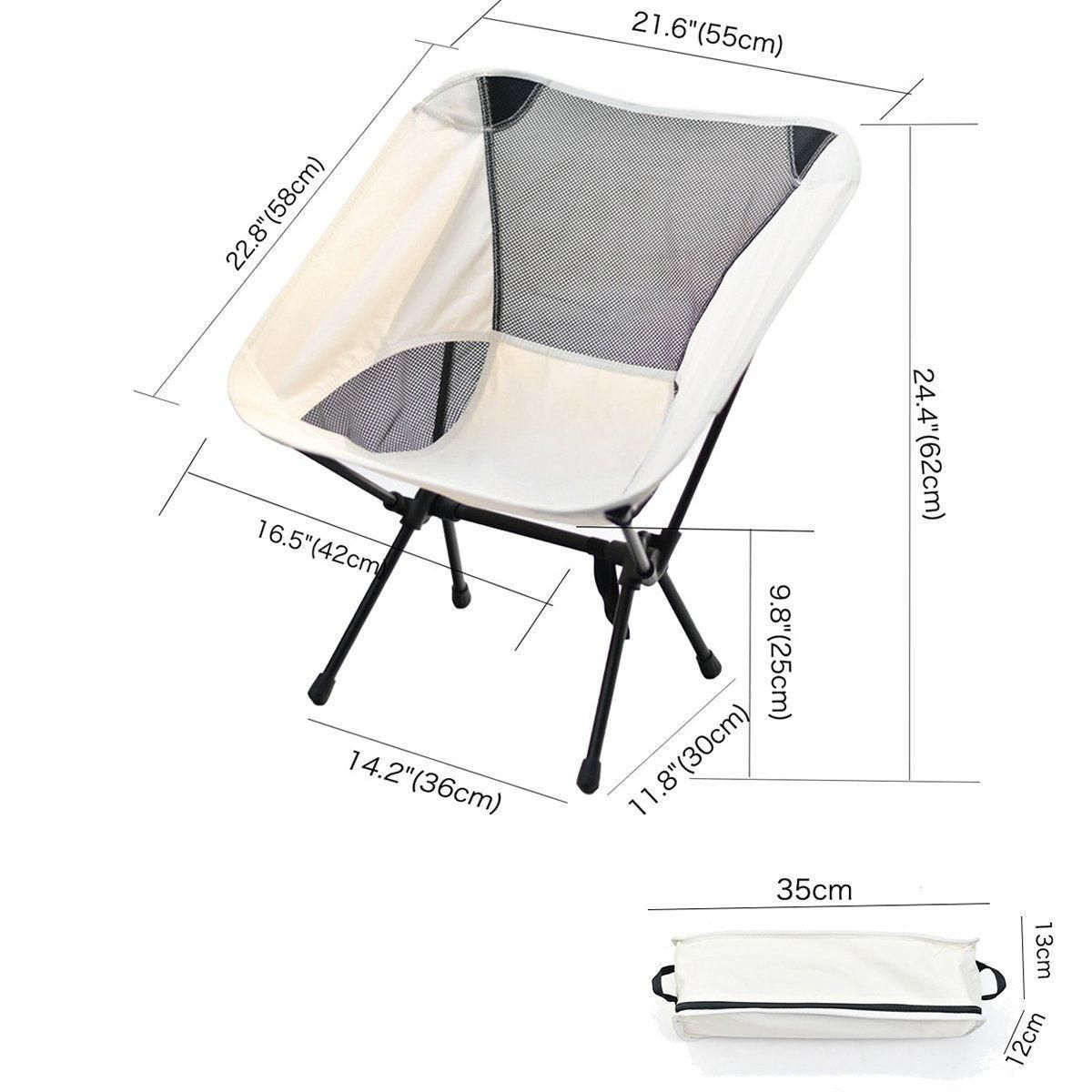 Premium White High Back Folding Camping Chair 150kg Capacity with Storage Bag