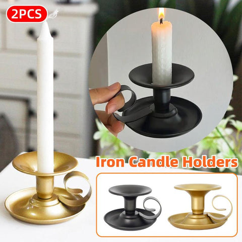 Premium European Iron Candle Holders – Gold 2 Pack