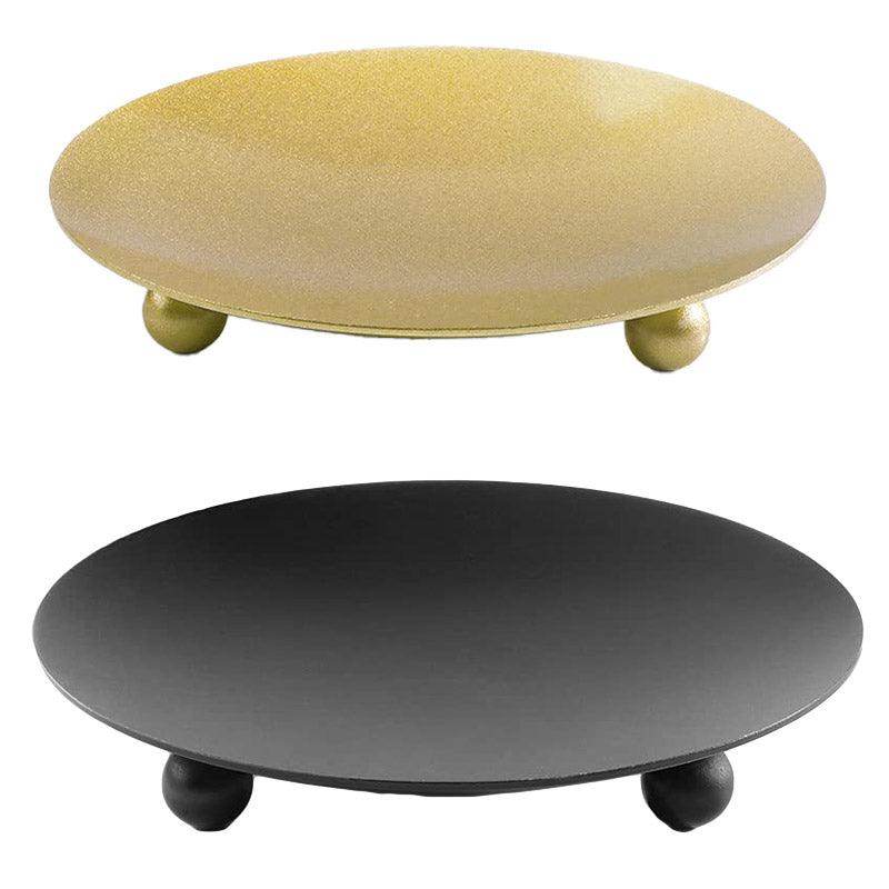Premium Iron Plate Candle Holder Trays – Black 4 Pack