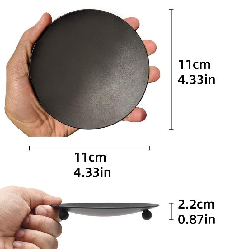 Premium Iron Plate Candle Holder Trays – Black 4 Pack