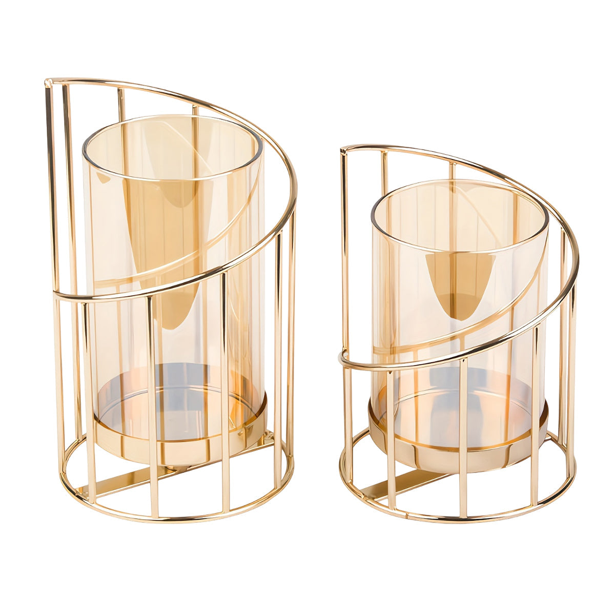 Premium Wrought Iron Candle Holder – Small with Amber Glass