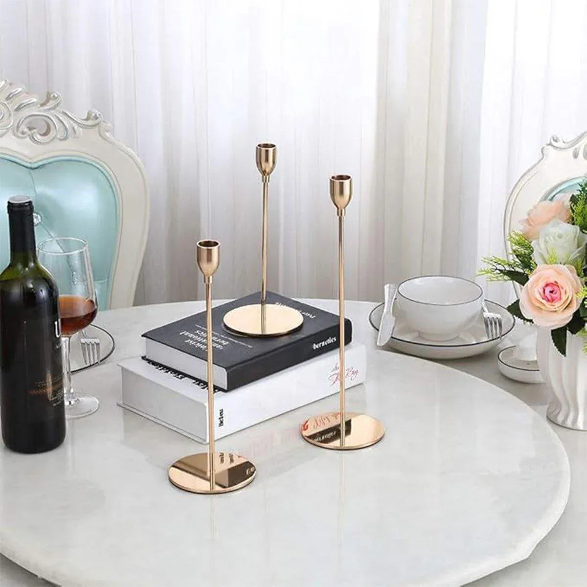 Premium Decorative Candlestick Holders – Gold Set of 3