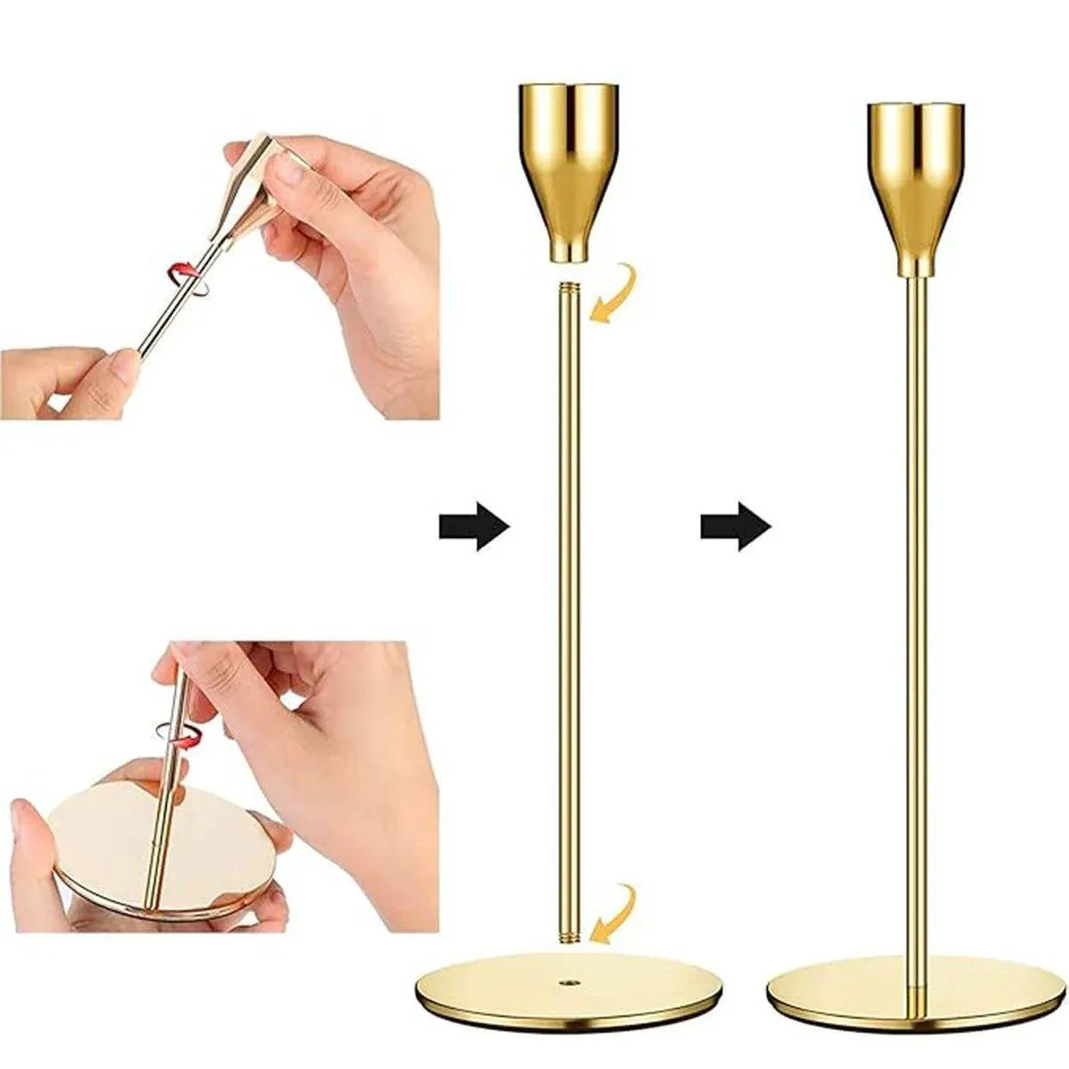 Premium Decorative Candlestick Holders – Gold Set of 3