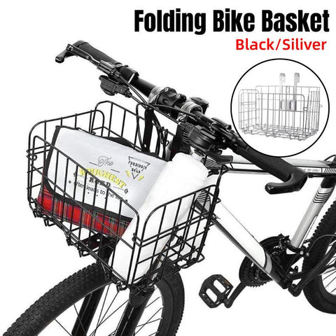 Premium Black Foldable Metal Bicycle Basket for Front or Rear Mount