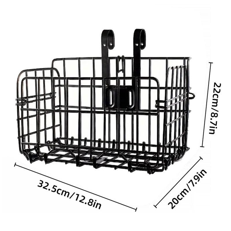 Premium Black Foldable Metal Bicycle Basket for Front or Rear Mount