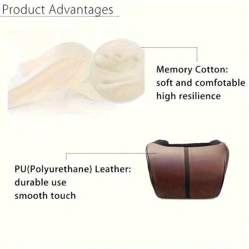 Premium Brown Memory Foam Car Headrest Neck Pillow