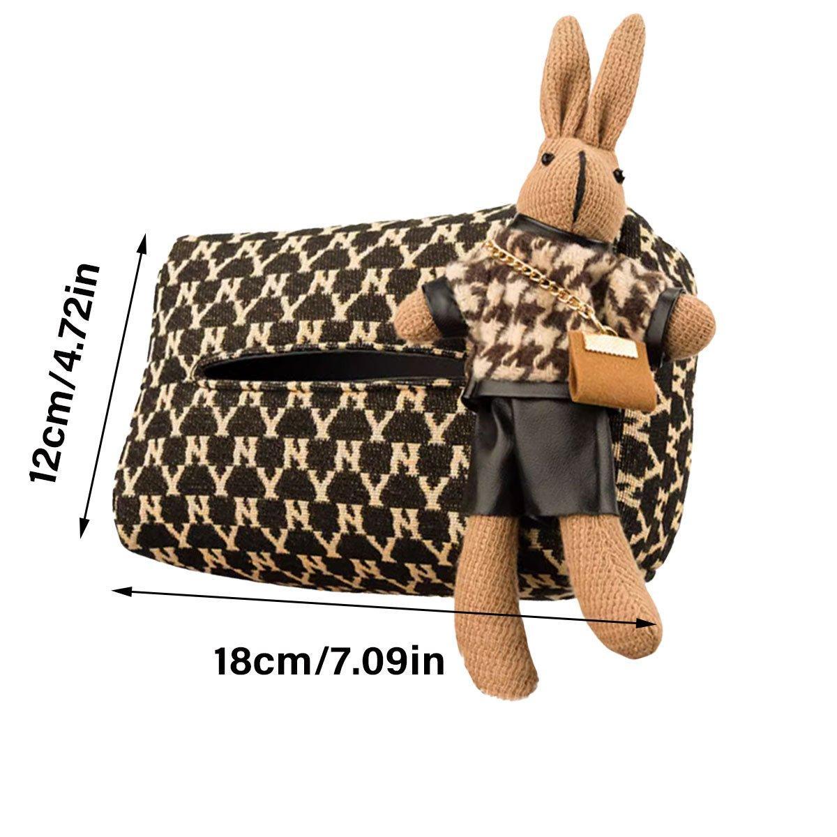 Premium Hanging Fabric Car Tissue Box – with Rabbit Accessory
