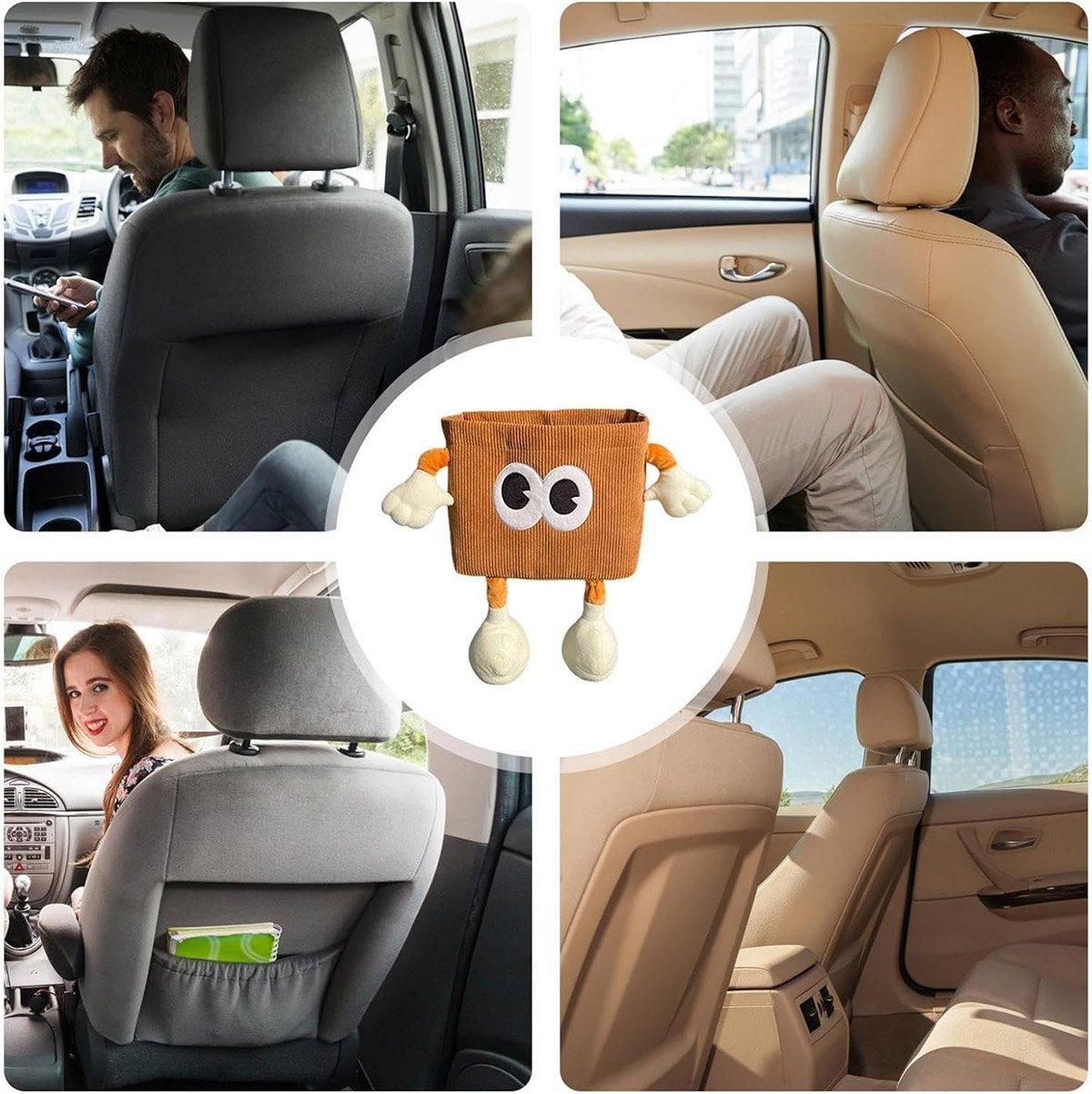 Premium Brown 2 in 1 Car Wastebasket and Tissue Box Organiser
