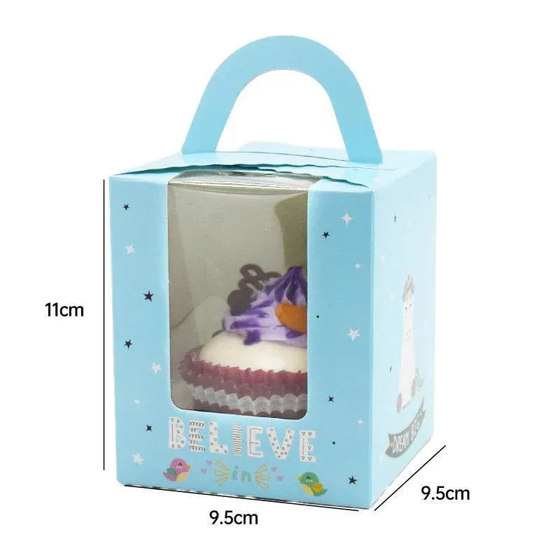 Premium Muffin Cake Boxes – England Style 50 Pack with Window & Handle