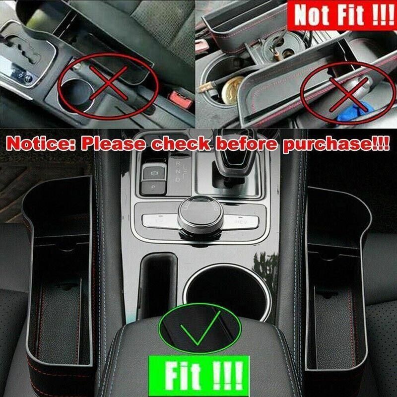 Premium Black PU Leather Car Seat Gap Organiser with Cup Holder