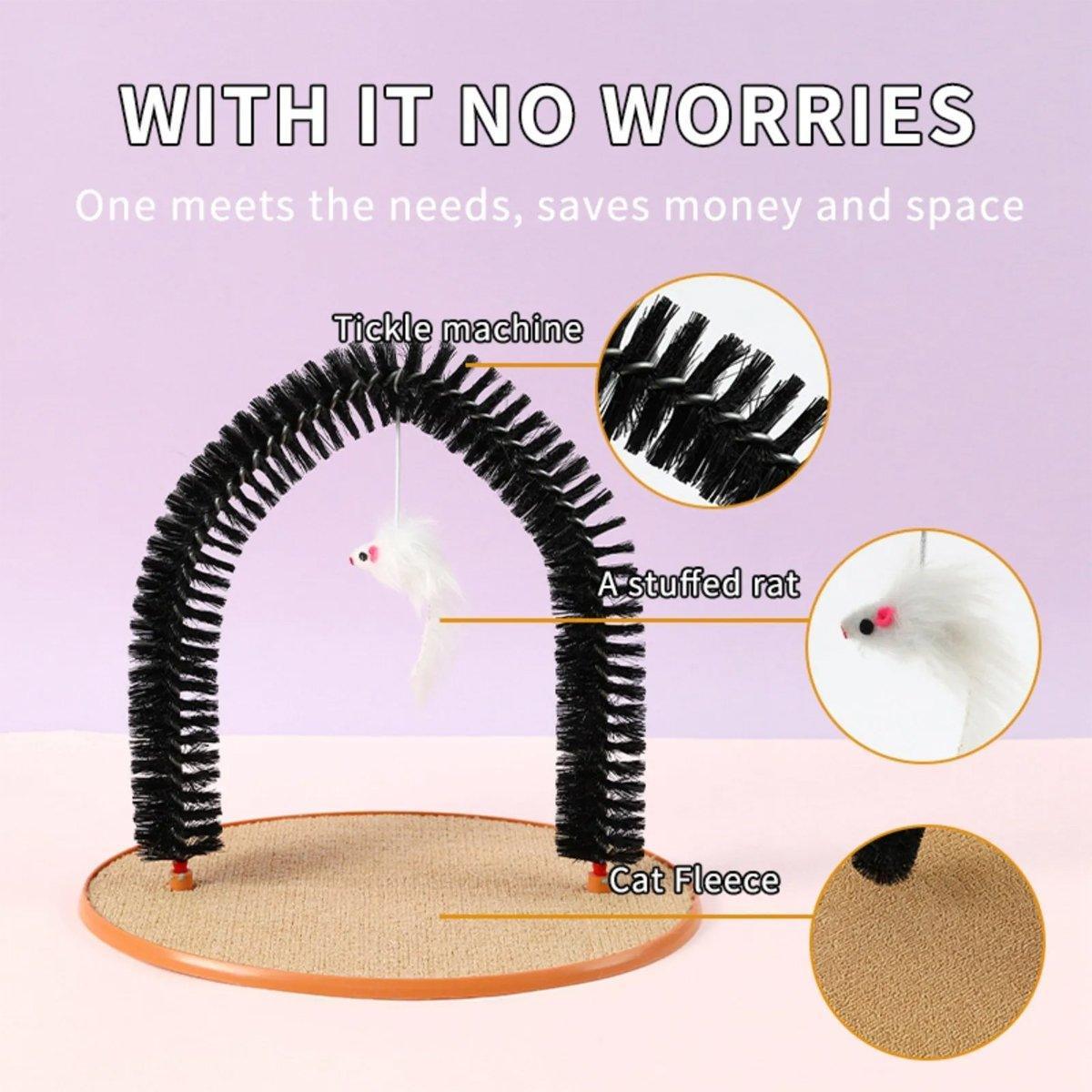 Arch Type Cat Scrub Brush Toy 36cm Self Groomer with Plush Mouse for Cats - SuperSaverAU - view 4