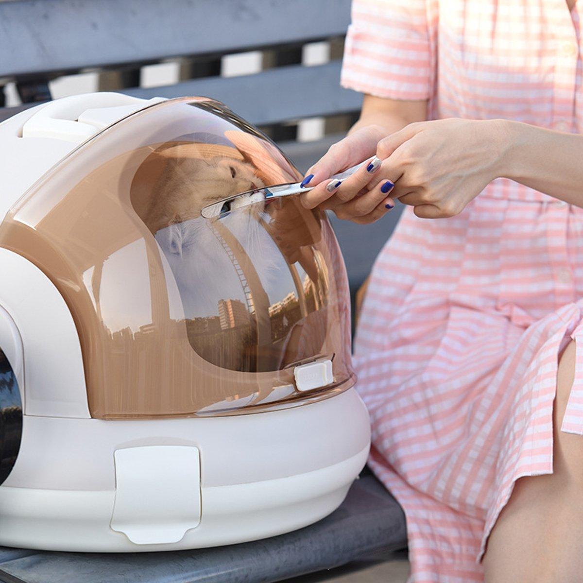 Portable Cat Carrier Space Capsule - Large Capacity, Grey, Safe & Stylish - SuperSaverAU - view 4