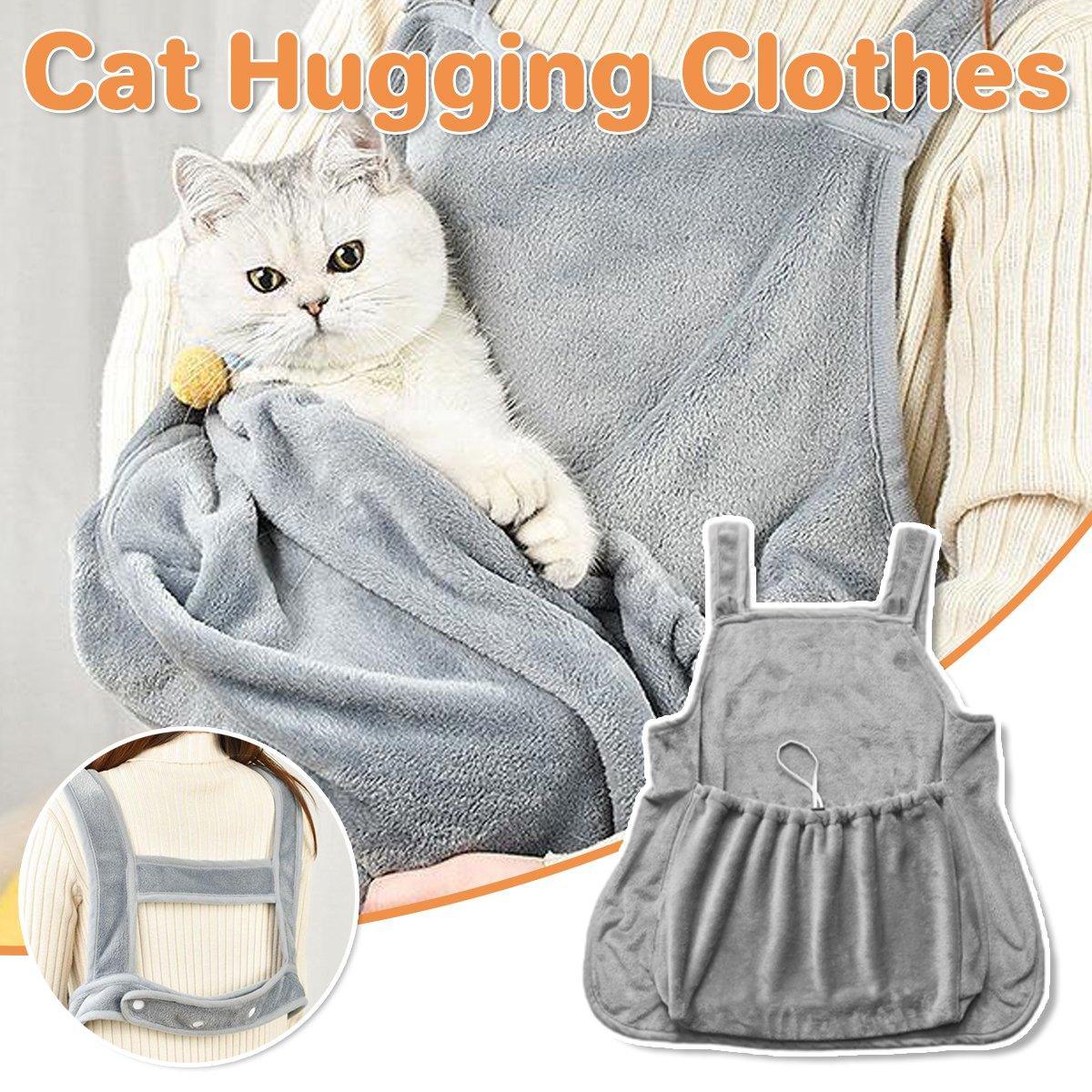 Non-stick Hair Cat Apron Suit, Kangaroo Style, 74cm x 60cm, Grey - SuperSaverAU - view 1
