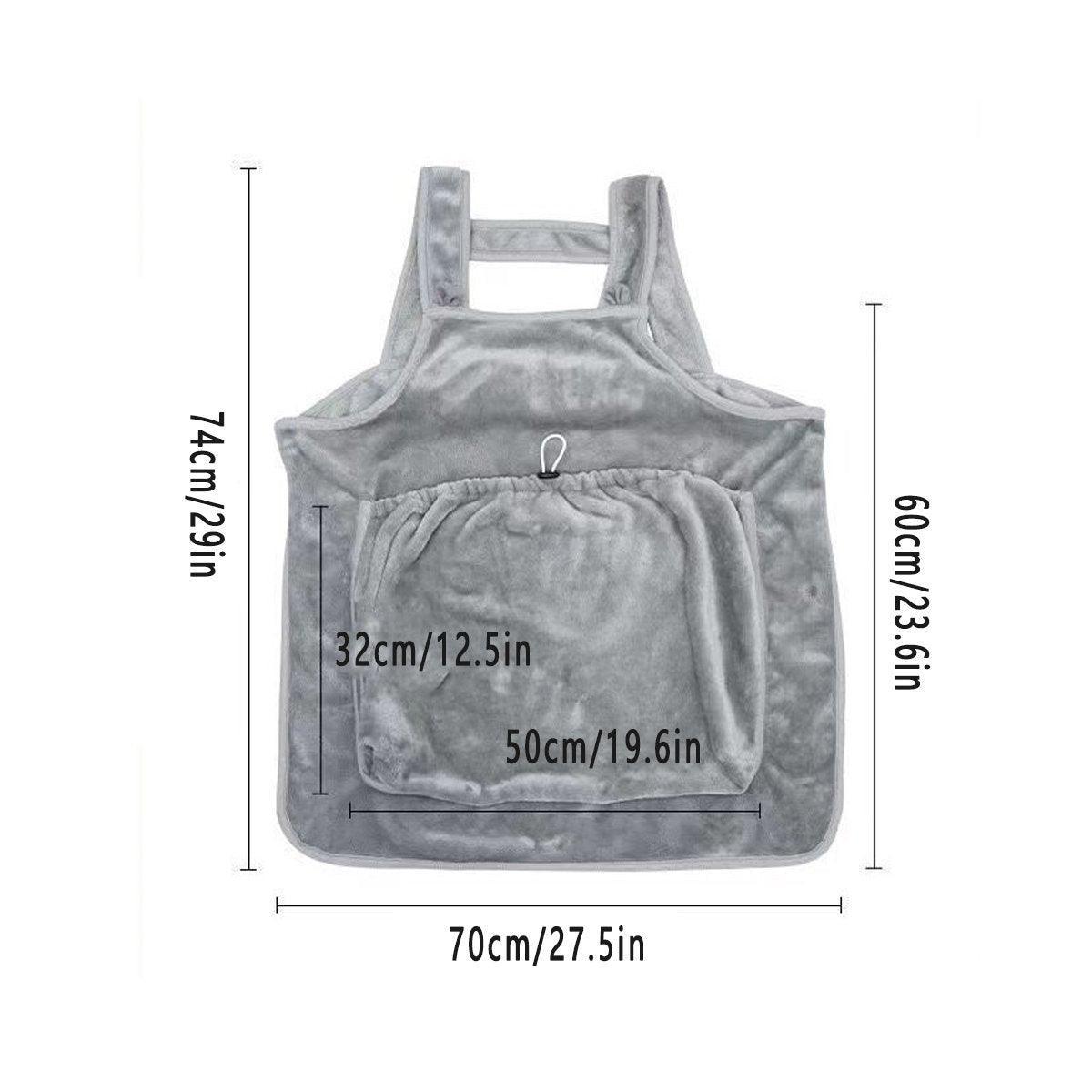 Non-stick Hair Cat Apron Suit, Kangaroo Style, 74cm x 60cm, Grey - SuperSaverAU - view 3