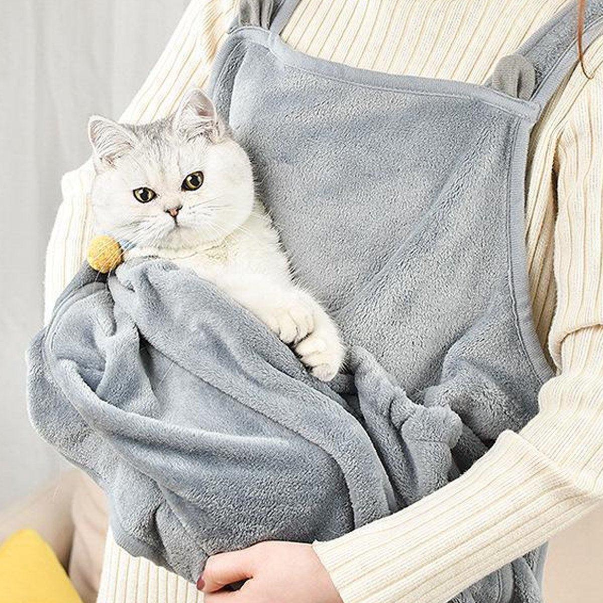 Non-stick Hair Cat Apron Suit, Kangaroo Style, 74cm x 60cm, Grey - SuperSaverAU - view 4