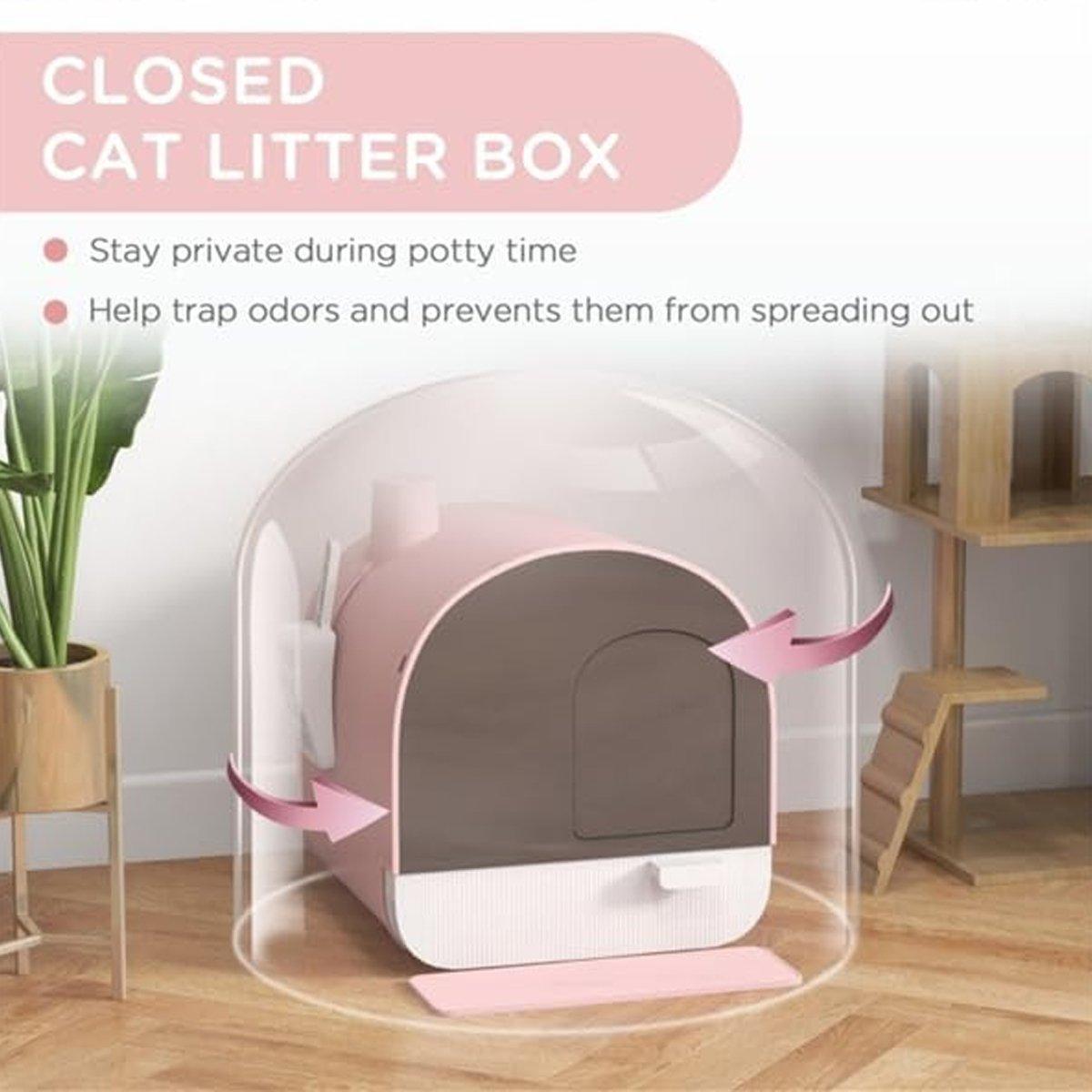 Fully Enclosed Cat Litter Pan 43cm with Drawer & Odour Control - Green - SuperSaverAU - view 5