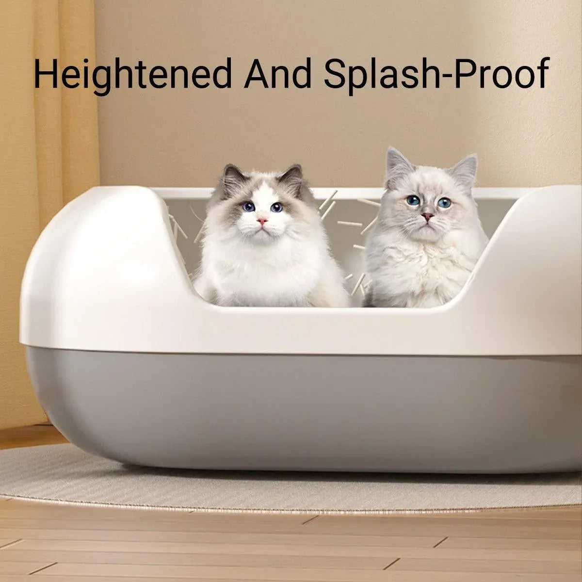 Large Semi Closed Cat Litter Box 60x41x23 cm - Easy Clean, Durable Design, Orange