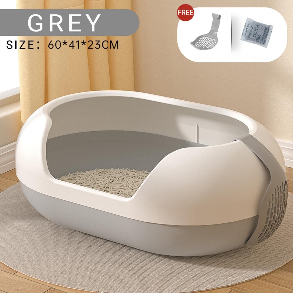 Large Semi Closed Cat Litter Box 60x41x23 cm - Easy Clean, Durable Design, Orange