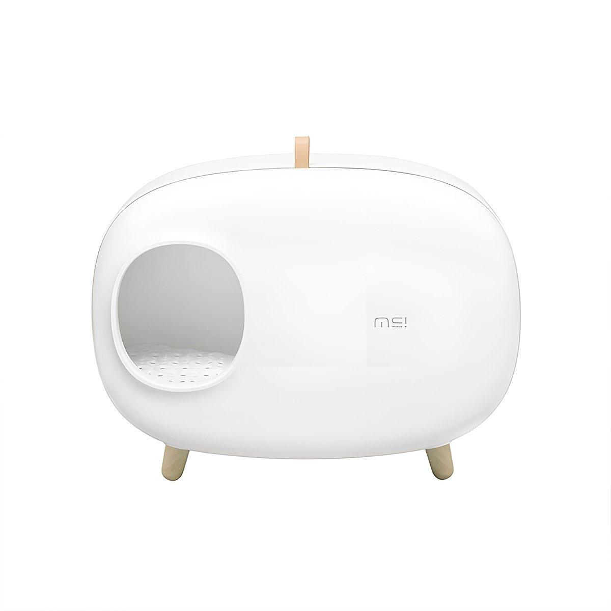 Semi-Enclosed Cat Litter Box - Drawer Style, Spacious, White, 60cm x 45cm x 38cm - SuperSaverAU - view 6