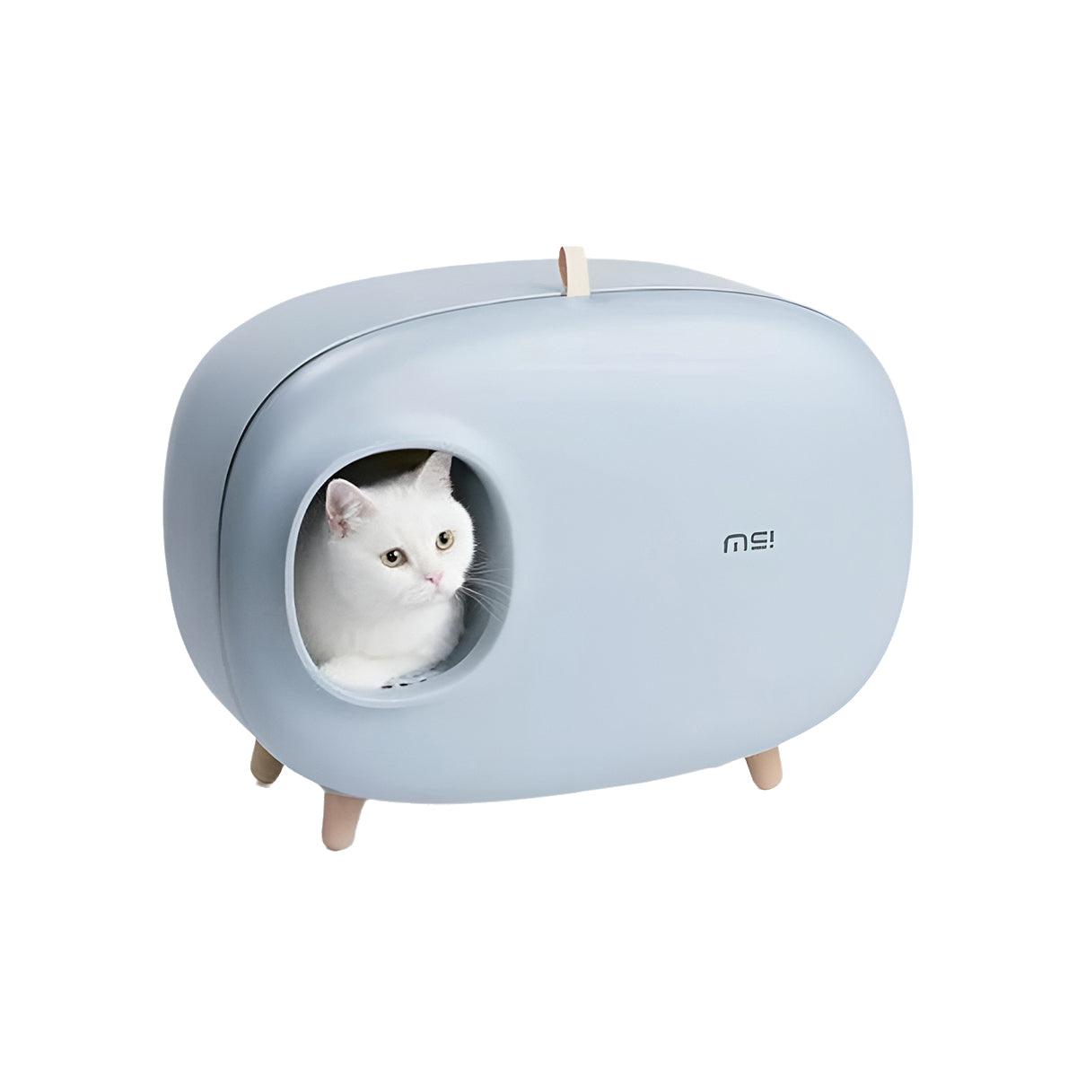 Semi-Enclosed Cat Litter Box - Drawer Style, Spacious, White, 60cm x 45cm x 38cm - SuperSaverAU - view 8