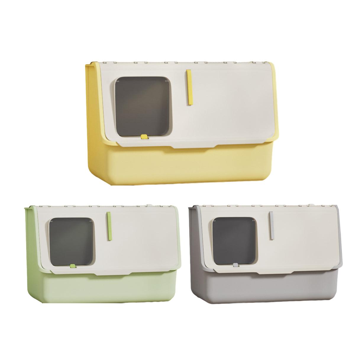 Large Fully Enclosed Cat Litter Box with Lid, 23.6x14.96x15.74 inches, Odour Control, Yellow - SuperSaverAU - view 2
