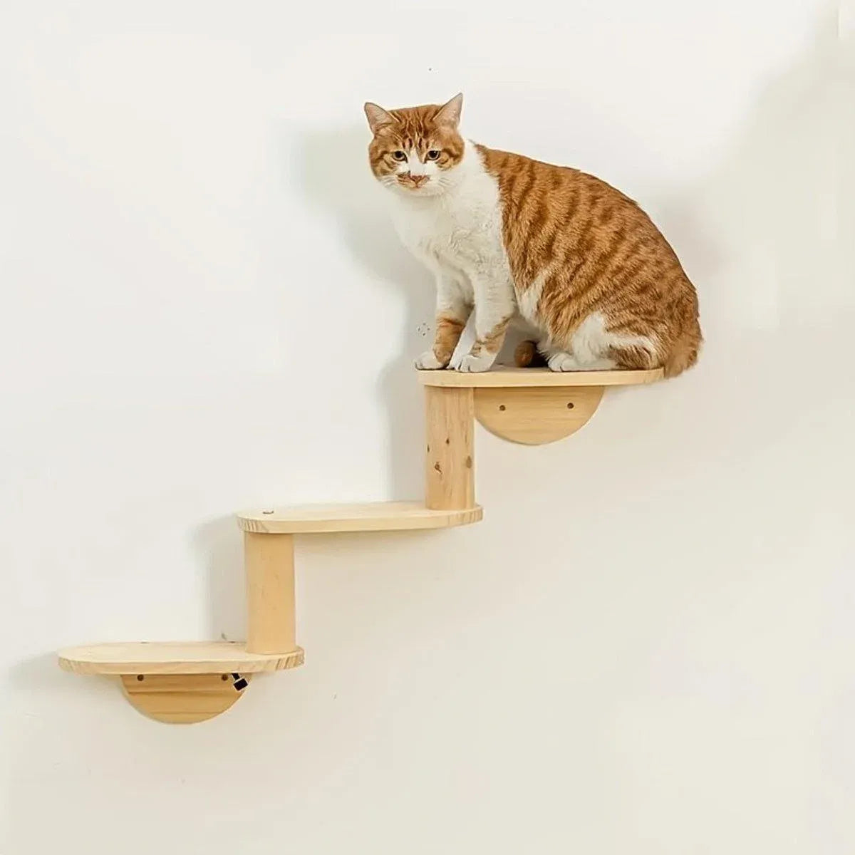 Premium Solid Wood Wall Mounted Cat Climbing Tree with Sisal Scratcher
