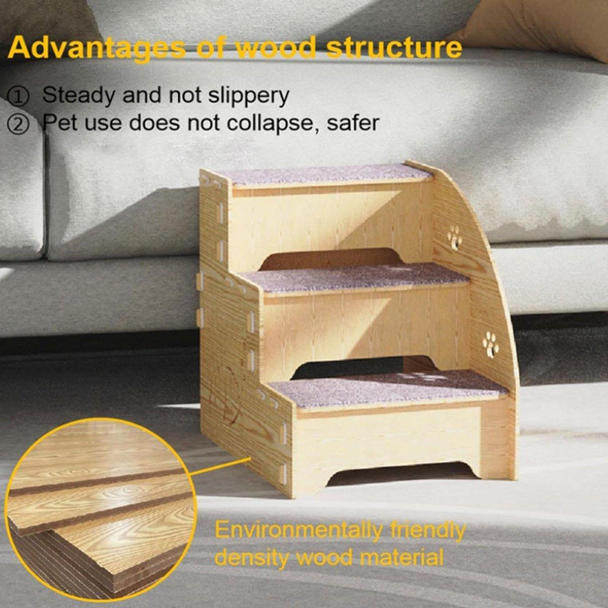 Wooden Pet Climbing Ladder 13.77"x13.77"x10.23" with Anti-Slip Steps, Durable Design - SuperSaverAU - view 4
