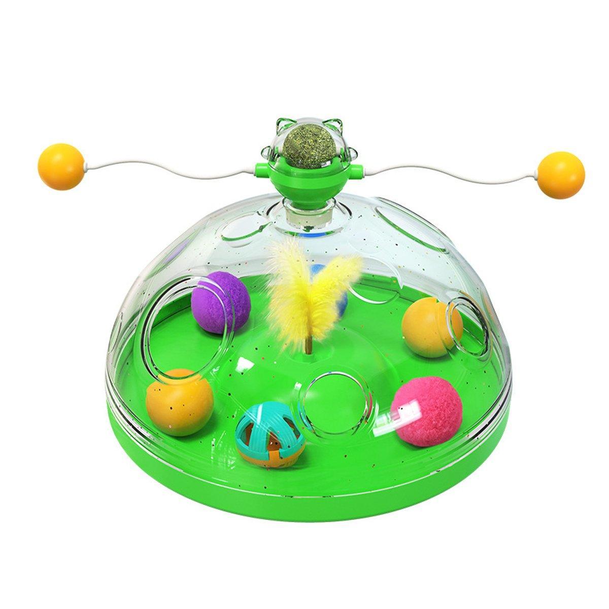 Interactive Windmill Cat Teaser Toy Treasure Box with Catnip Stick - 31 cm Green - SuperSaverAU - view 8