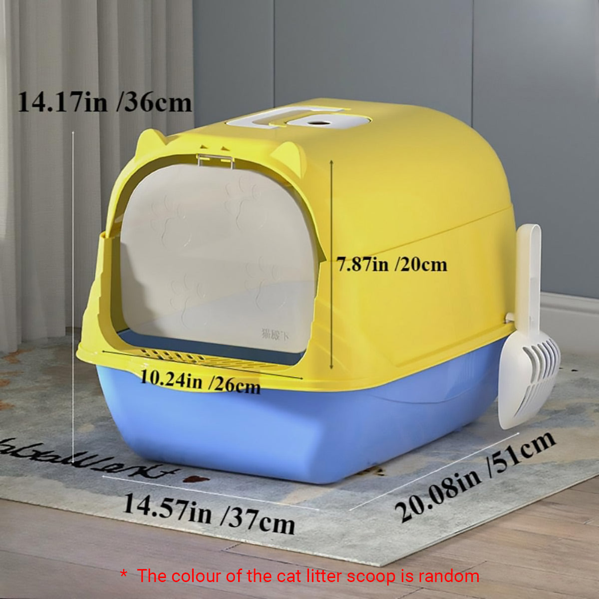 Enclosed Cat Litter Box with Dual-Swing Doors, 36 × 51 × 37 cm, Purple - SuperSaverAU - view 3