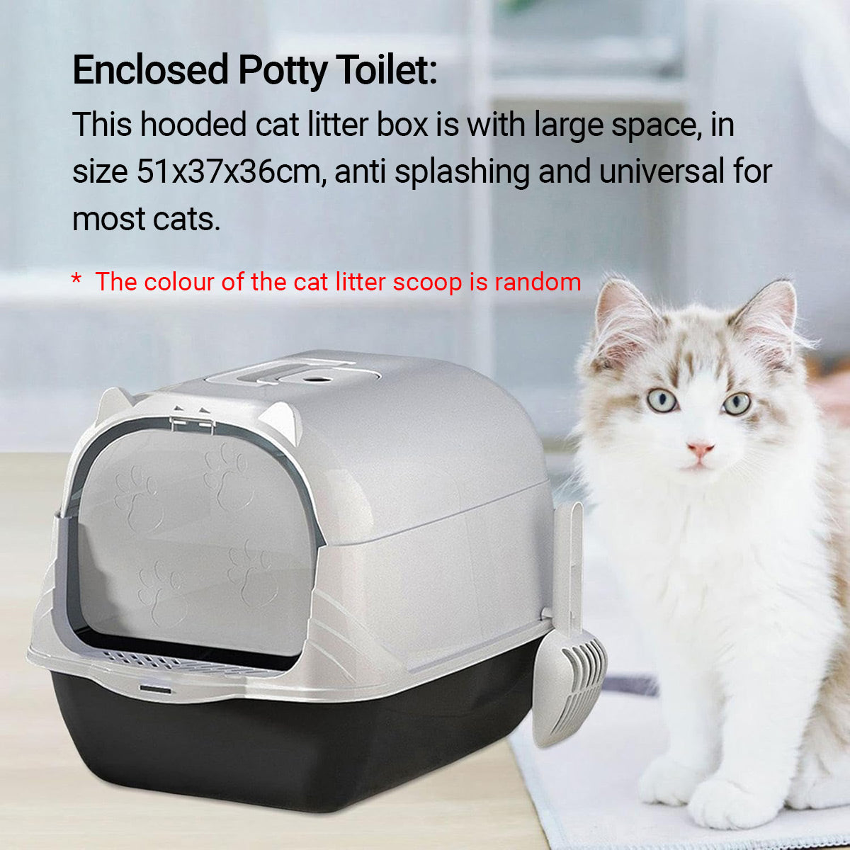 Enclosed Cat Litter Box with Dual-Swing Doors, 36 × 51 × 37 cm, Purple - SuperSaverAU - view 4