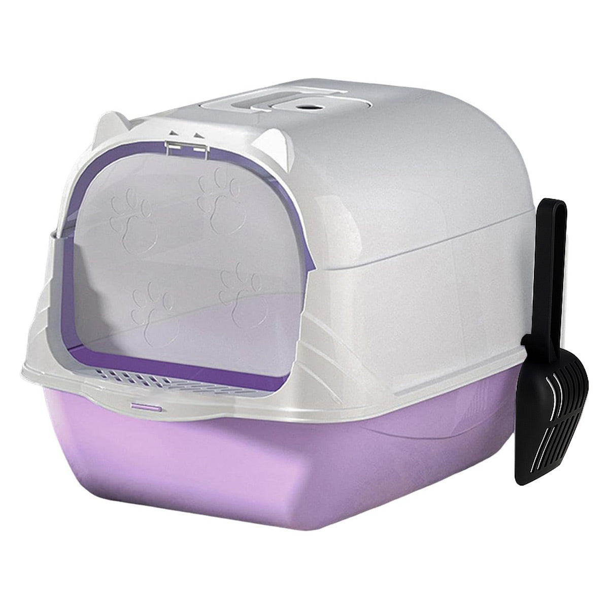 Enclosed Cat Litter Box with Dual-Swing Doors, 36 × 51 × 37 cm, Purple - SuperSaverAU - view 7