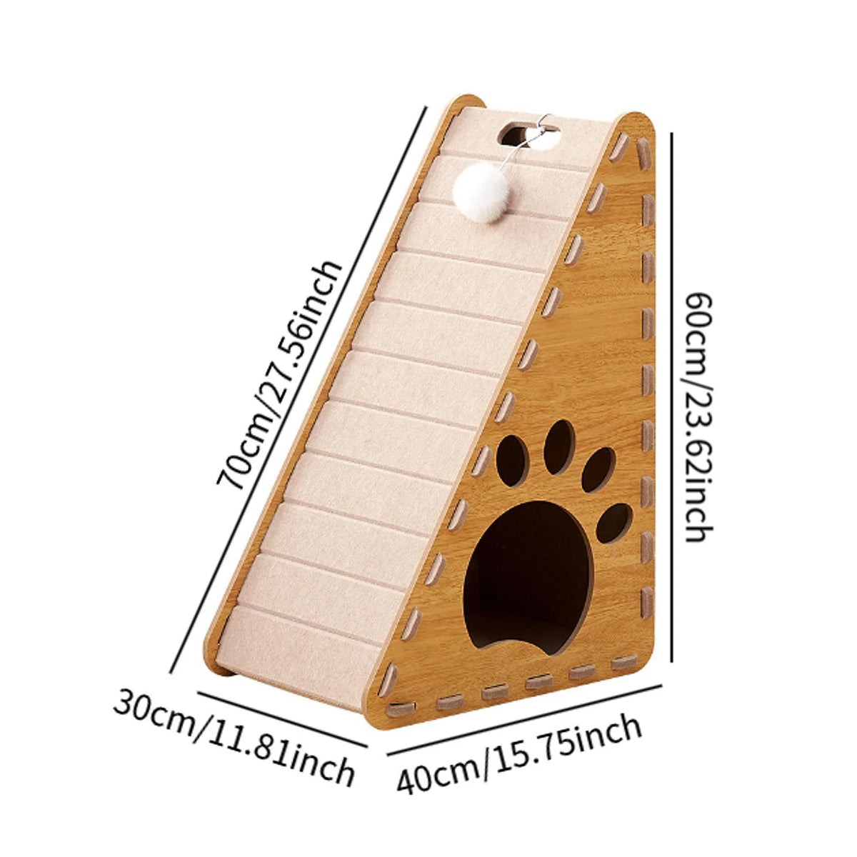 Triangle Cat Scratch Board - Felt Claw Pad, 40 × 60 × 30 cm, Durable, All-Season Use - SuperSaverAU - view 3