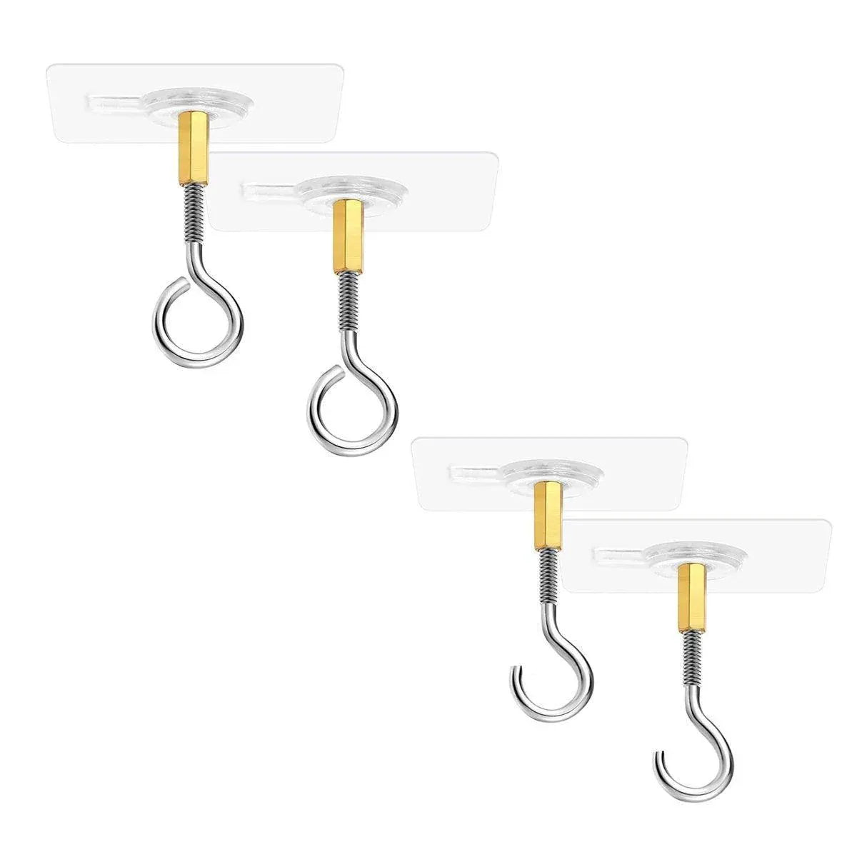 Premium 12 Pack Open Stainless Steel Self Adhesive Ceiling Hooks Heavy Duty