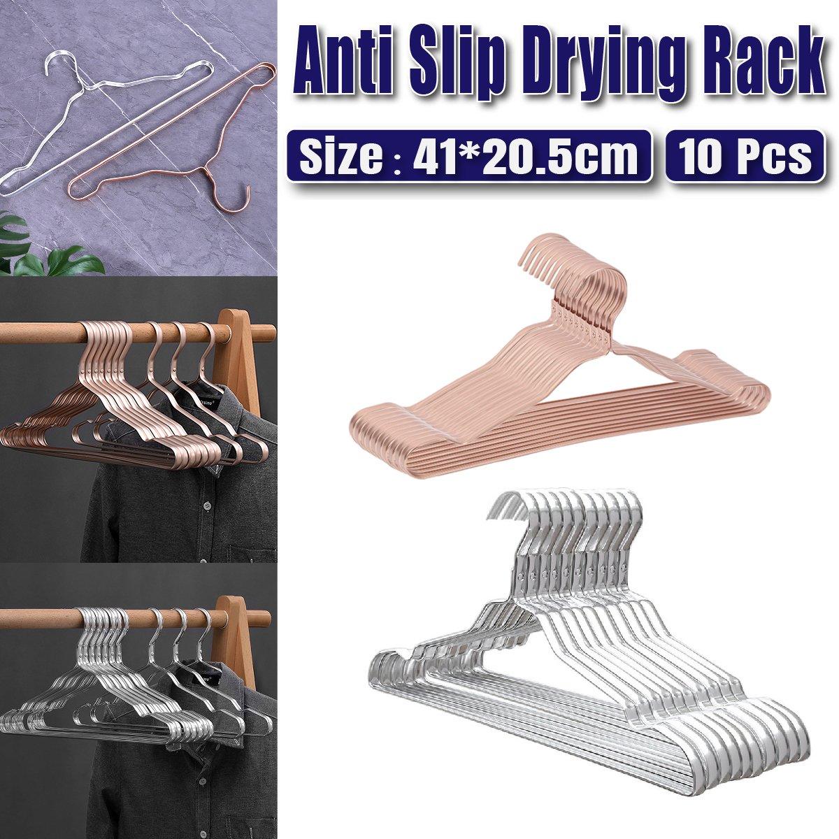 10PCS Metal Clothing Hangers Anti-slip Aluminium Alloy Drying Rack Coat Hanger - Champagne Gold - SuperSaverAU - view 1