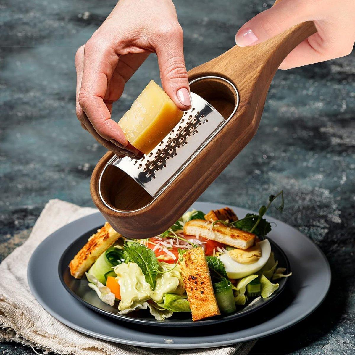 Premium Stainless Steel Cheese Grater 27.5 cm with Acacia Wood Handle - SuperSaverAU - view 3