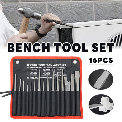 Premium 16 Piece Chrome Vanadium Maintenance Tool Set with Roll Pouch