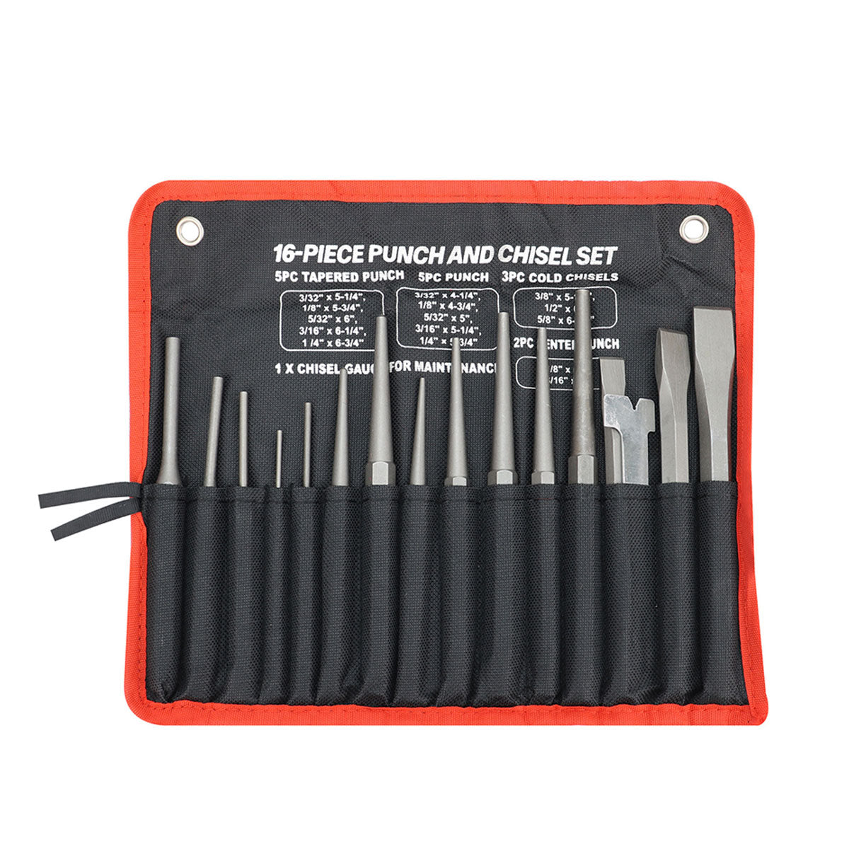 Premium 16 Piece Chrome Vanadium Maintenance Tool Set with Roll Pouch