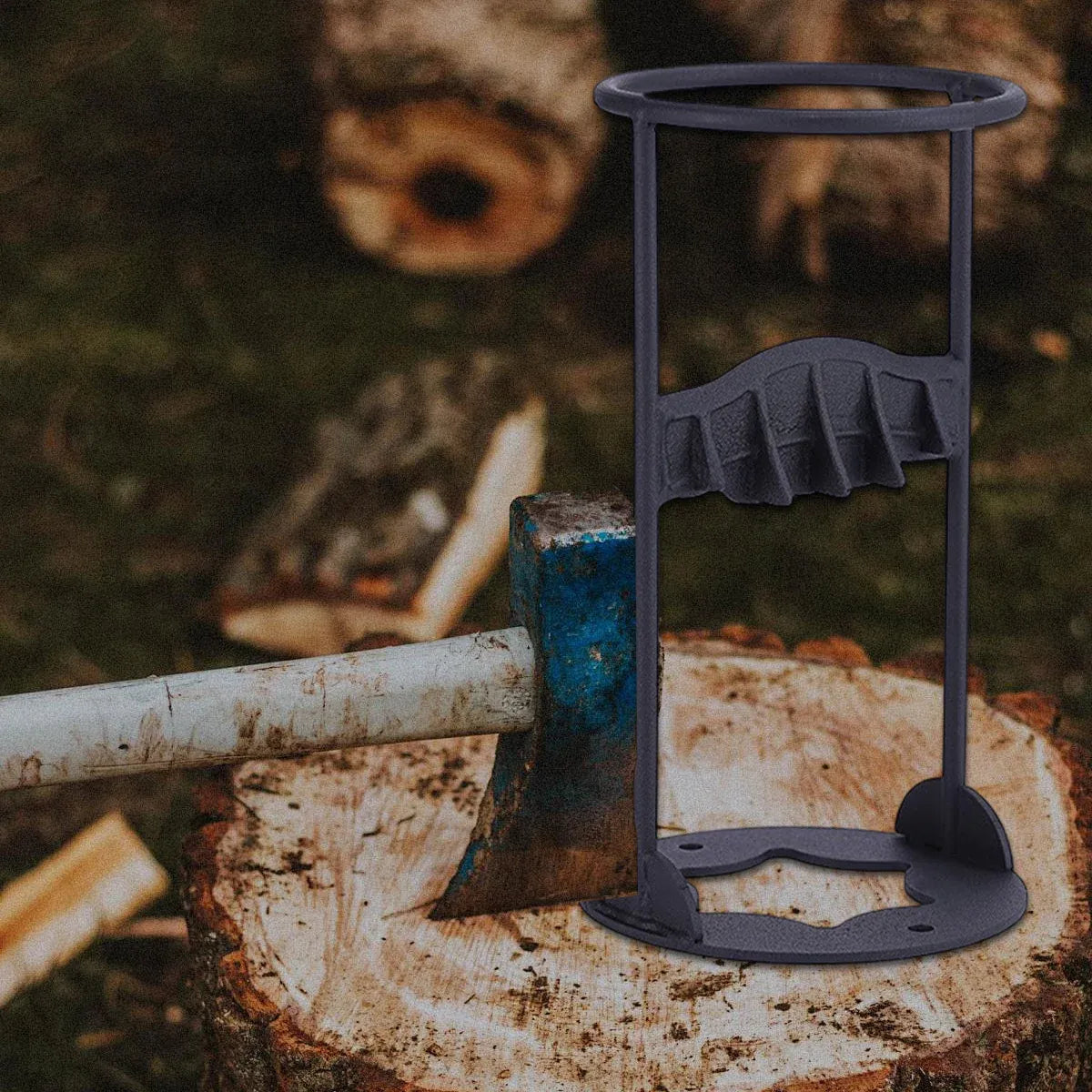 Premium Manual Firewood Splitter with Ring Guide - Matte Black