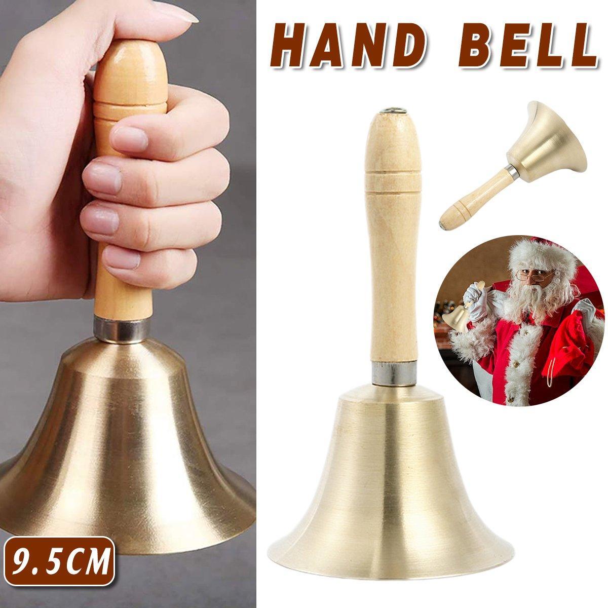 Brass Handbell 9.5cm with Wooden Handle - Clear Sound for Christmas & Pets - SuperSaverAU - view 1