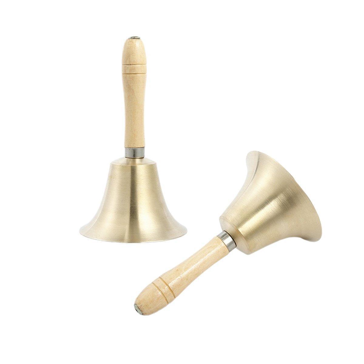 Brass Handbell 9.5cm with Wooden Handle - Clear Sound for Christmas & Pets - SuperSaverAU - view 2