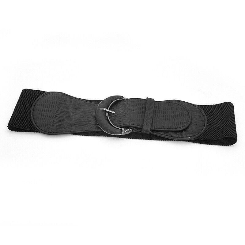 Premium Women's Leopard Wide Elastic Cinch Waist Belt with Buckle