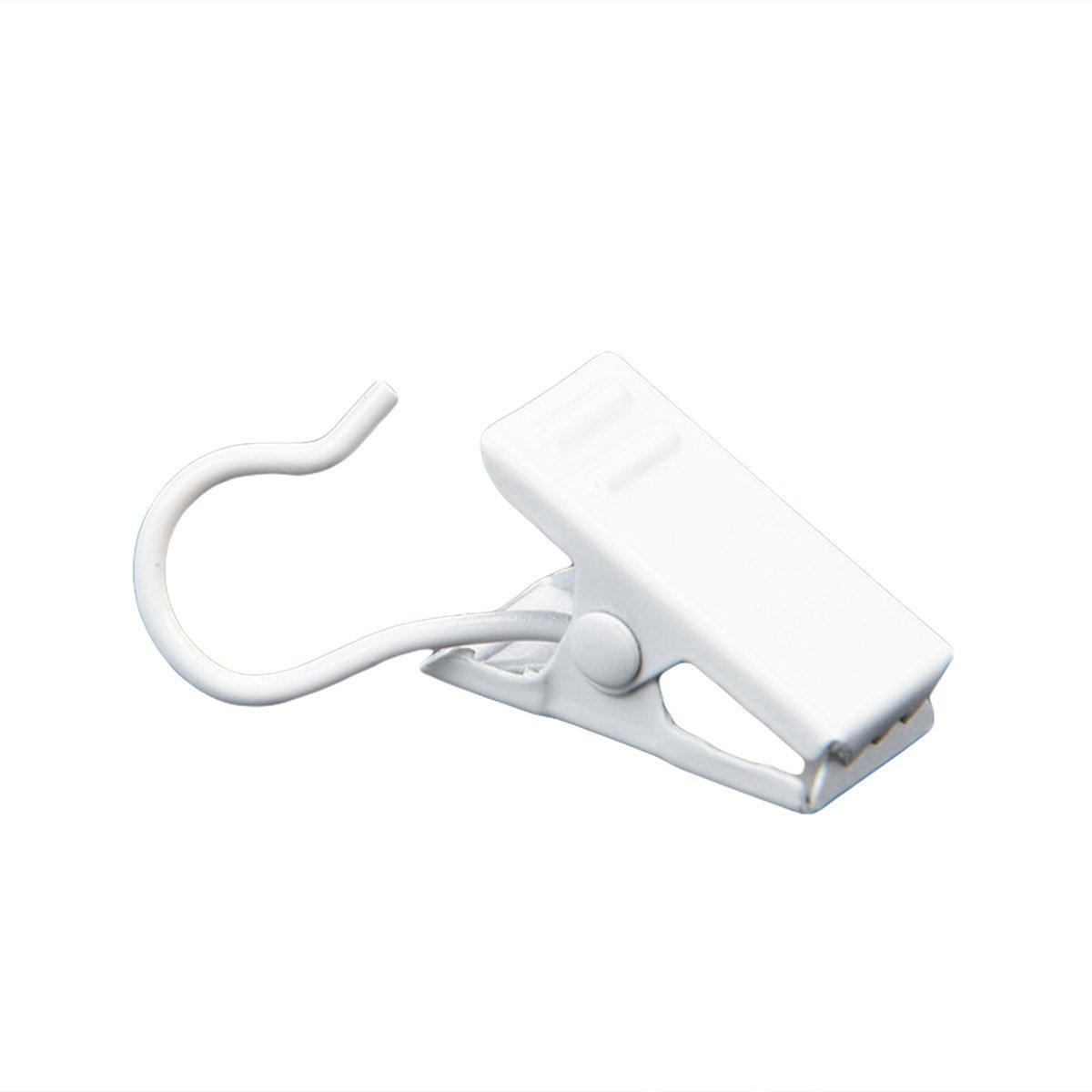 Premium 50 Pack Stainless Steel Curtain Clip Hooks Silver White Strong Load Bearing