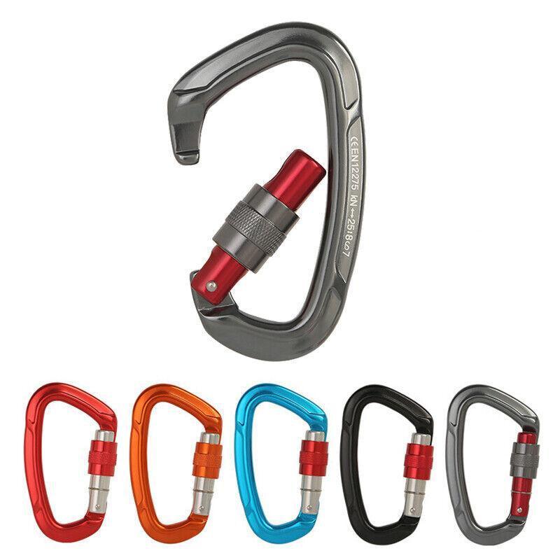 Premium Black 25KN Screwgate Locking Aluminium D Ring Climbing Carabiner 101x58mm