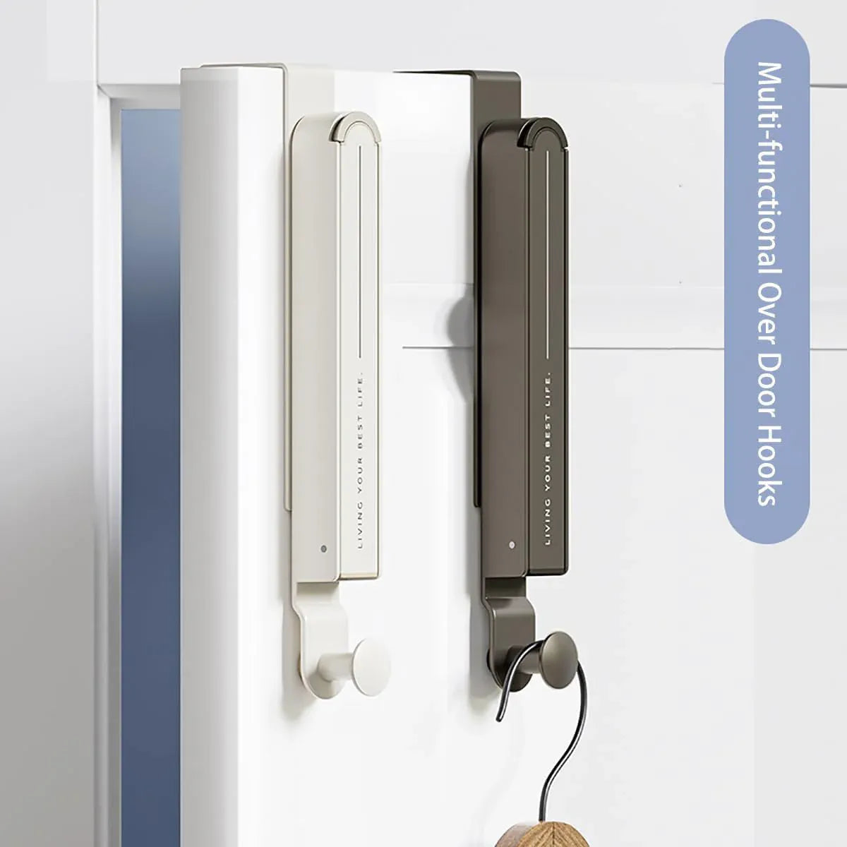Premium Grey Folding Behind Door Hook Hanger Clothes Hat Wall Organiser